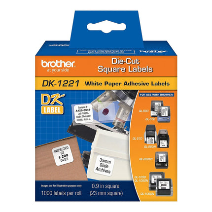 Brother DK1221 Square Paper Labels, 1000 Labels, W