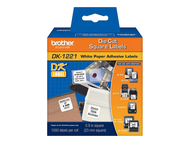 Brother DK1221 Square Paper Labels, 1000 Labels, W