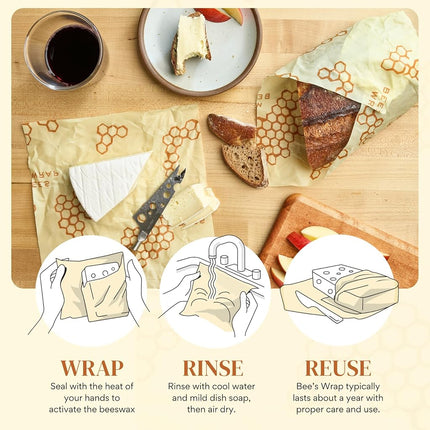 Bee's Wrap - XXL Roll 14" x 52"- Made in The USA with Certified Organic Cotton - Plastic and Silicone Free - Reusable Eco-Friendly Beeswax Food Wrap - Honeycomb Print