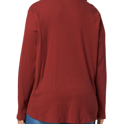 Dickies Women's Plus Size Henleys Ls, Red, 3X