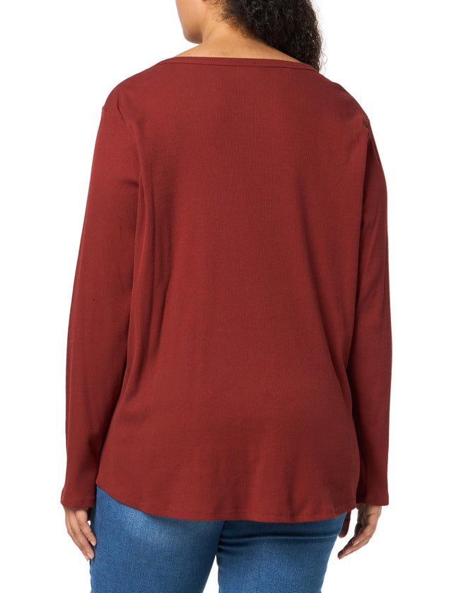 Dickies Women's Plus Size Henleys Ls, Red, 3X