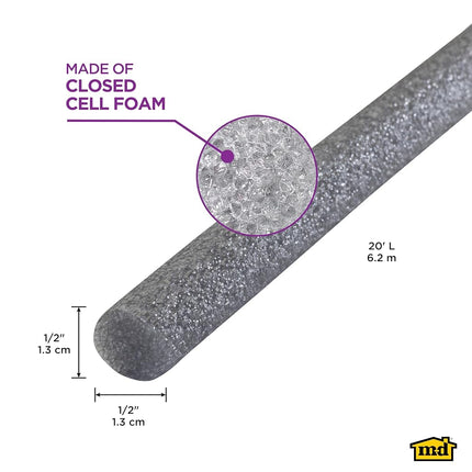 M-d Products .50in. X 20ft. Backer Rod For Gaps & Joints 71480
