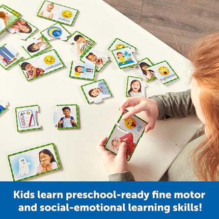 Learning Resources Feelings & Emotions Puzzle Cards, 48 Pieces, Social Skills, Speech Therapy Materials, Social Emotional Learning Toys and Games for Kids, Ages 3+