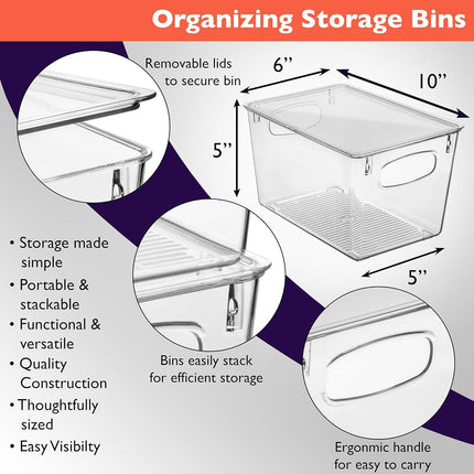 ClearSpace Pantry Storage Bins with Lids for Kitchen & Fridge, 6 Pack