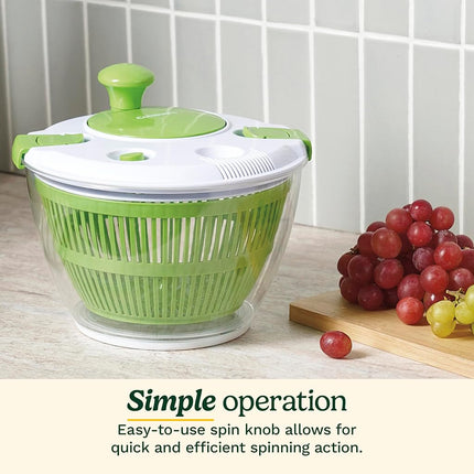 Cuisinart Escurridor de Ensalada Grande Spin Stop - Lave, Seque y Escurra Verduras de Hoja Verde, Frutas y Verduras, 4.7 L, CTG-00-SAS1