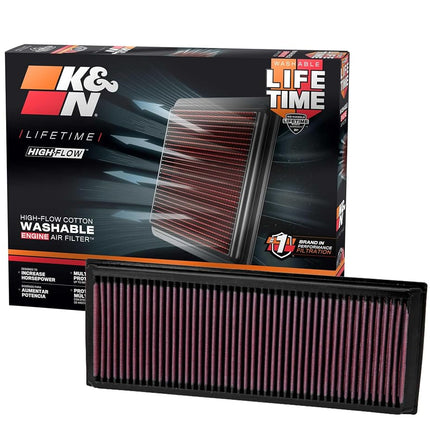 K&N Engine Air Filter: High Performance, Premium, Washable, Panel Filter: 2003-2019 (Beetle, Caddy IV, Passat, Jetta, Tiguan, Q3, Q3 Quattro, Alhambra, Yeti), 33-2865, regular