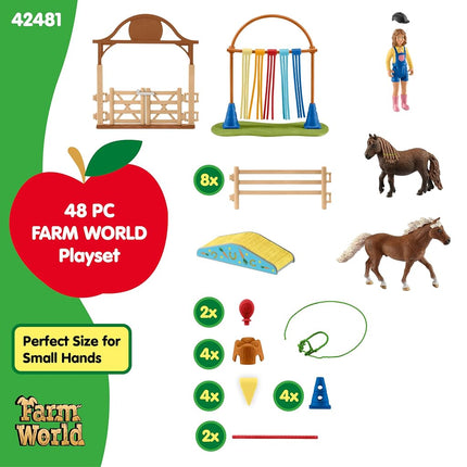 Schleich Farm World - 48Pc Pony Agility Training Playset - Kids 3+ | 42481