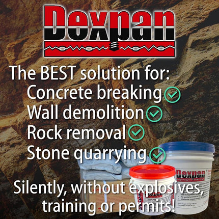 Dexpan Mortero Expansivo para Demolición, Cubo de 11 lb. para Romper Rocas, Cortar Hormigón, Excavar. Alternativa a Martillo Demoledor, Rompedora de Concreto, Sierra para Concreto, Taladro de Roca (#1 (77-104 F))