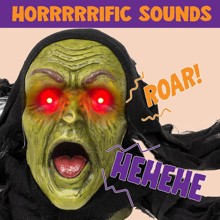 JOYIN Halloween Decoration Outdoor Zombie Groundbreaker, Halloween Outside Zombie Decor with Sound and Flashing Eyes, Scary Groundbreaker for Yard Lawn Graveyard Decorations, Haunted House Prop