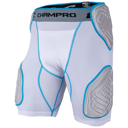 Pantalón Protector de Fútbol Americano con 5 Almohadillas para Niños Champro Bull Rush, Blanco, Talla S EE. UU.