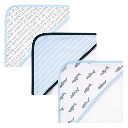 Hudson Baby Unisex Baby Rayon from Bamboo Rich Hooded Towels, Shark, One Size