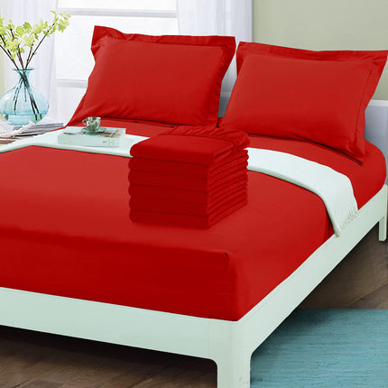 Elegant Comfort 6-Pack Fitted Bottom Sheets 1500 Thread Count Premium Hotel Quality, Deep Pocket, Wrinkle-Free, Stain and Fade Resistant, 6PACK Fitted Sheet, Twin/Twin XL, Red