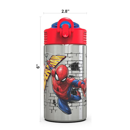 Zak Designs Marvel Comics Spider-Man Stainless Steel Water Bottle, 1 Count (Pack of 1), Spiderman SS