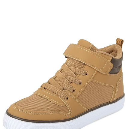The Children's Place Baby Boys' Casual Lace Up Hi Top Sneaker, Tan, 11 Toddler