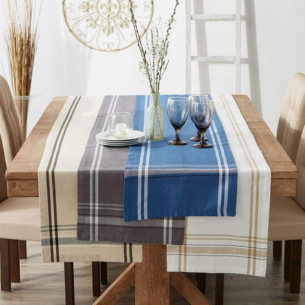 DII 14" x 108" French Stripe Farmhouse Table Runner Taupe Black