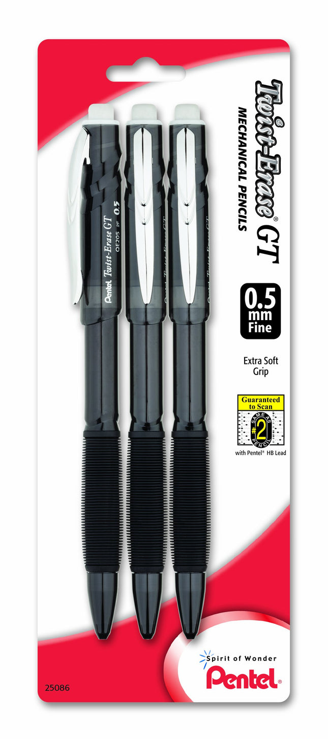 Crayon porte-mine Pentel Twist-Erase GT (0,5 mm), corps de couleurs assorties, la couleur peut varier, (QE205BP3M) de Pentel