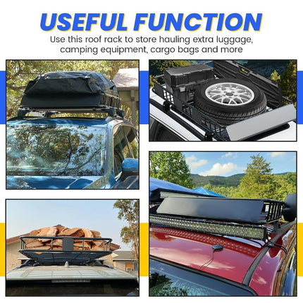 ECOTRIC 67" x 39" x 5.1'' Universal Roof Rack Cargo Carrier Basket with Extension Heavy Duty Steel Car SUV Top Luggage Storage Holder Basket for Travel 550LBS Weight Capacity