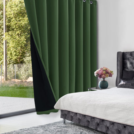 Deconovo Total Blackout Curtains with Double Layer, Noise Reduction Curtains, Thermal Insulated Drapes for Living Room Bedroom Patio Door (Green, 100W x 108L Inch, 1 Panel)