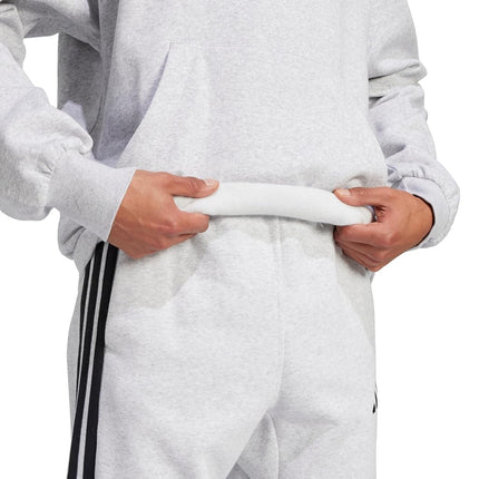 adidas Men's Essentials Feelcozy Fleece Hoodie, Light Grey Heather/Black, M Tall