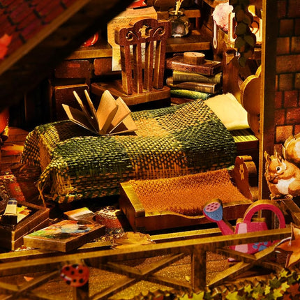 ETKVR Book Nook Kit, DIY 3D Wooden Puzzle Bookend Booknook