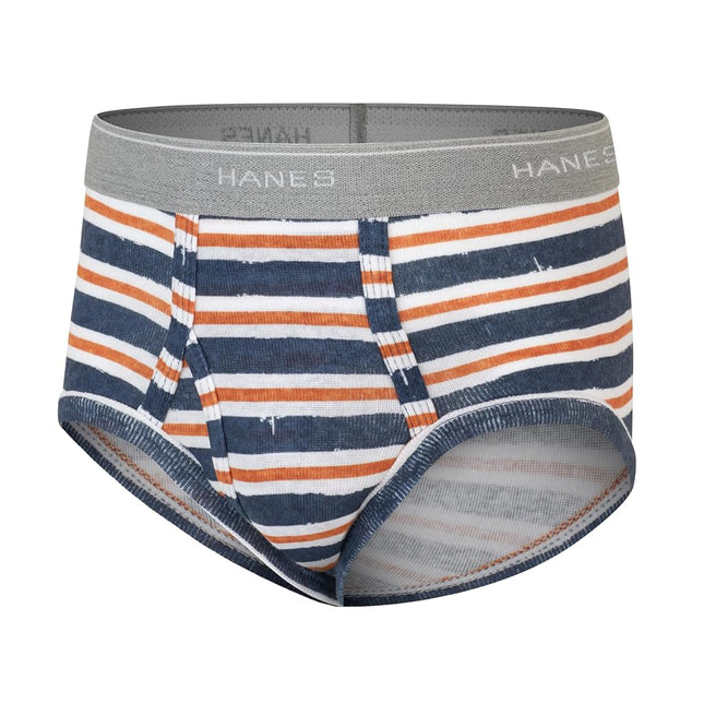 Hanes Boys' Brief Underwear, Cotton Underwear for Boys, No Ride-Up Briefs, 6 and 10 Packs, Blue, Orange Dino, Stripes, Green, 4-5T
