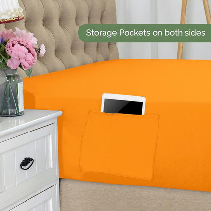 Elegant Comfort 1500 Premium Hotel Quality 18-21 Inches Deep - Extra Deep Pocket Single Fitted Sheet for High Mattress, Luxury and Softest, Smart Pocket - Wrinkle Free, Twin/Twin XL, Orange