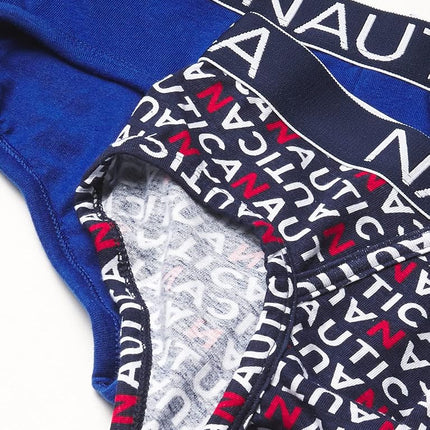 Nautica Men's 3 Pack Cotton Stretch Brief, Windsurf/Aero Logo Print, Small