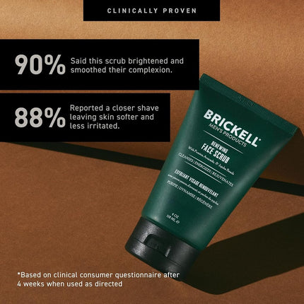 Brickell Men's Renewing Face Scrub for Men, Natural and Organic Deep Exfoliating Facial Scrub Formulated with Jojoba Beads, Coffee Extract and Pumice, 4 Ounce, Scented