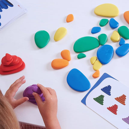 Rainbow Pebbles | Set of 36 + 40 Activities | The Original Sorting and Stacking Stones | Early Maths Resource