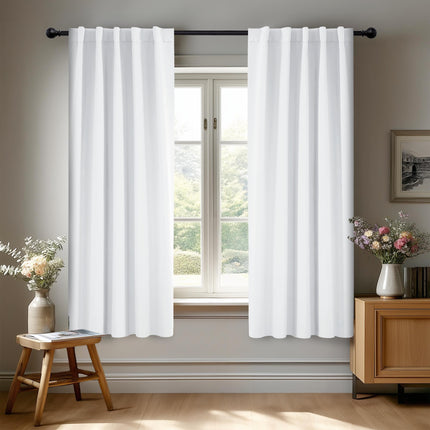 Deconovo Semi 50% Light Blocking Pure White Curtai
