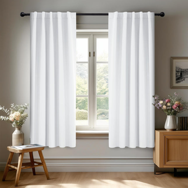 Deconovo Semi 50% Light Blocking Pure White Curtai