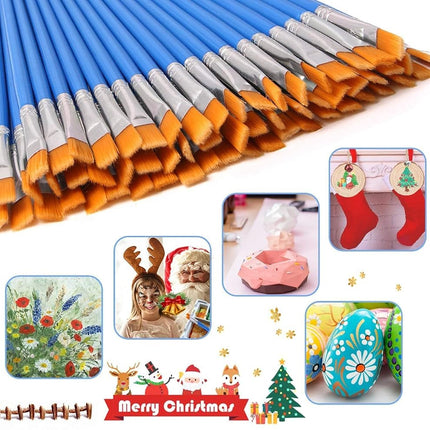 UPINS 30 Pcs Flat Paint Brushes,Small Brush Bulk for Detail Painting,Blue,7 mm