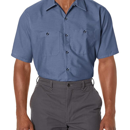 Red Kap Men's Short Sleeve Industrial Work Shirt, Postman Blue, Medium