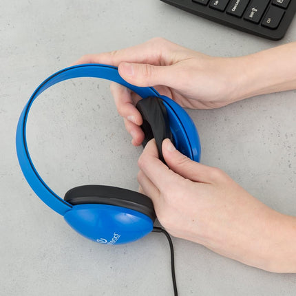 Egghead EGG-IAG-1005FA-BL-SO Heavy Duty Kids Headphone with Tangle-Free, Chew/Kink Resistant Cord, Adjustable headband and Noise Reducing Ear cups, Blue