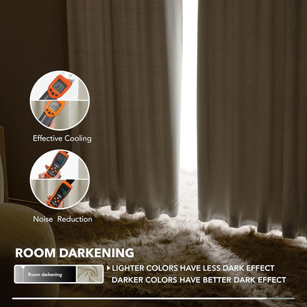 Deconovo Blackout Curtains for Kitchen Window, Back Tab and Rod Pocket Curtains, Room Darkening Curtains, 52x45 Inch, Light Beige, 2 Panels