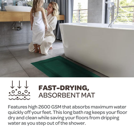 Bedford Home 100 Percent Cotton Reversible Long Bath Rug - Green - 24x60