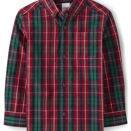 Gymboree Boys' and Toddler Long Sleeve Plaid Butto