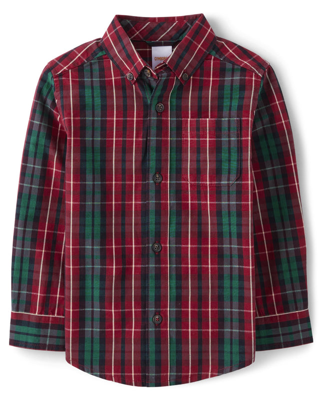 Gymboree Boys' and Toddler Long Sleeve Plaid Butto