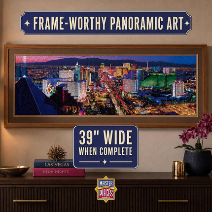 MasterPieces - Las Vegas Skyline Panoramic Jigsaw Puzzle, 1000 Pieces, Cityscape Puzzle for Adults, Fun Family Activity, Ages 14+, 13"x39"