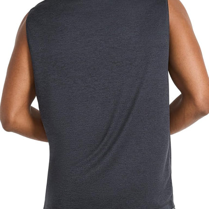 Reebok Apparel Men's Gladiator Large Logo Muscle Crewneck Tank Top, Black Heather, XL