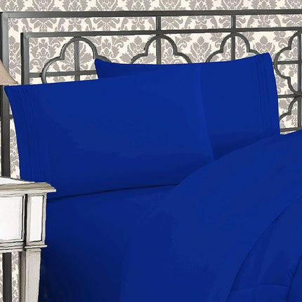 Elegant Comfort Wrinkle & Fade Resistant Premium Hotel Quality Microfiber Ultra Soft Luxurious 4-Piece Bed Sheet Set with Deep Pockets, King, Royal Blue