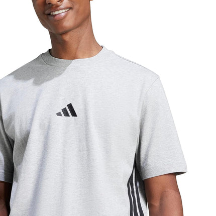 Adidas Mens Essentials Single Jersey 3-Stripes T-Shirt, Medium Grey Heather/Black, XX-S