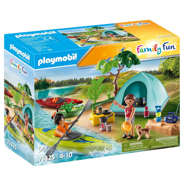Playmobil 71425 Family Fun Campsite with Campfire, exciting outdoor adventure at the campsite, canoeing and campfires, fun imaginative role-play, playsets suitable for children ages 4+