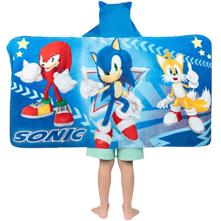 Sonic El Erizo, Anime, Toalla con capucha de felpa de algodón suave para baño/piscina/playa, 61 cm x 127 cm, de Franco Kids