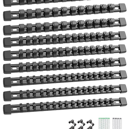ALOANES 9 PC ABS Socket Organizer, 1/2 inch, 3/8 i