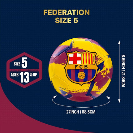 Icon Sports Officially Licensed FC Barcelona, Size 5 Regulation Soccer Ball, Non-Toxic Patterned PVC, Brush Yellow for Adults & Kids