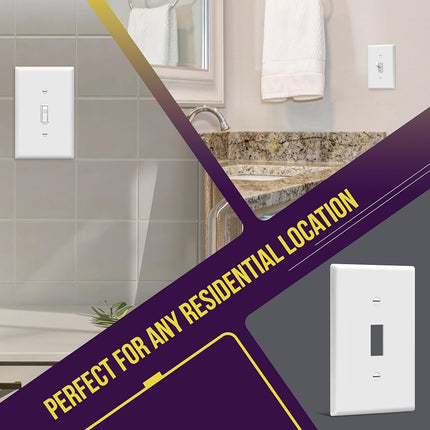 Enerlites 8811M-W-10PCS 1-Gang Toggle Switch Wall Plate, Medium Size, Unbreakable Polycarbonate, White (Pack of 10)