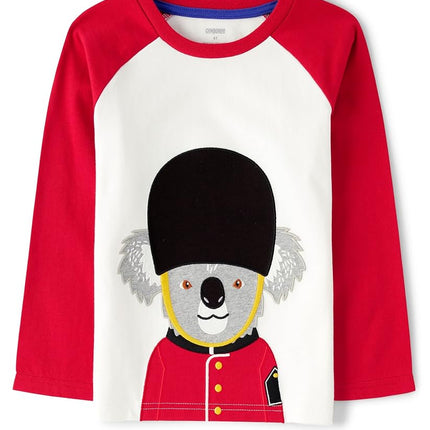 Gymboree Boys' and Toddler Fall and Holiday Embroidered Graphic Long Sleeve T-Shirts, London Koala, 10