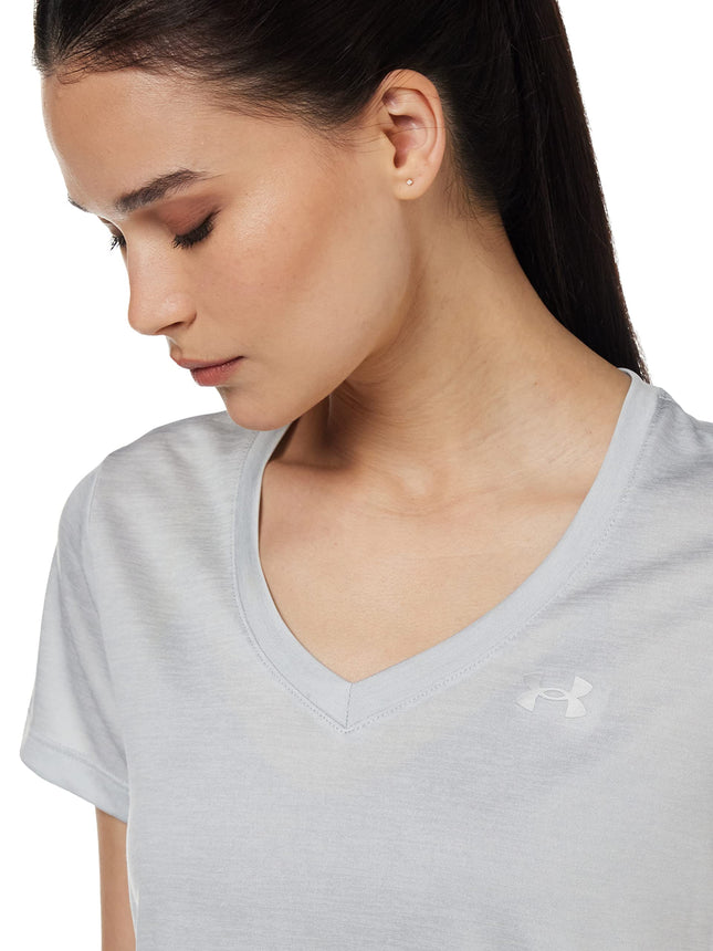 Under Armour Women Tech Short Sleeve V - Twist, Ladies T Shirt Made of 4-Way Stretch Fabric, Ultra-light & Breathable Running Apparel
