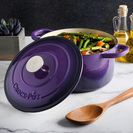 Olla redonda de hierro fundido esmaltado Crock-Pot Artisan, 4.7 litros, morado lavanda